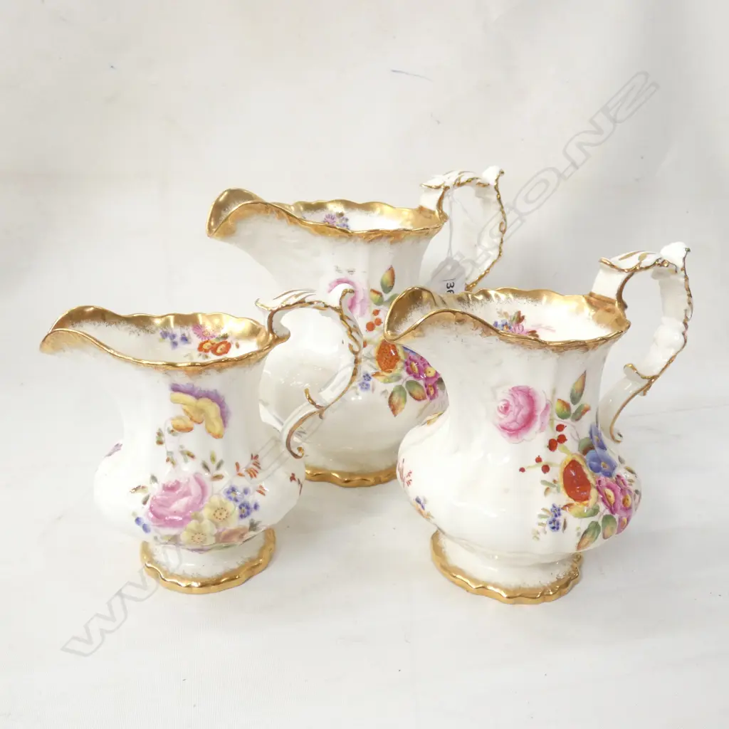 HAMMERSLEY GOLD GILDED 3 PCE GRADUATED JUG SET - LARGEST H. 160MM Image 1++