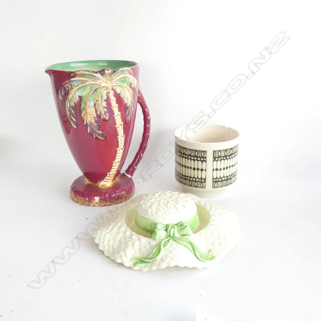 BESWICK PALM TREE JUG (H 235MM) HAT POSY VASE & HORNSEA JARDINIERE Image 1++