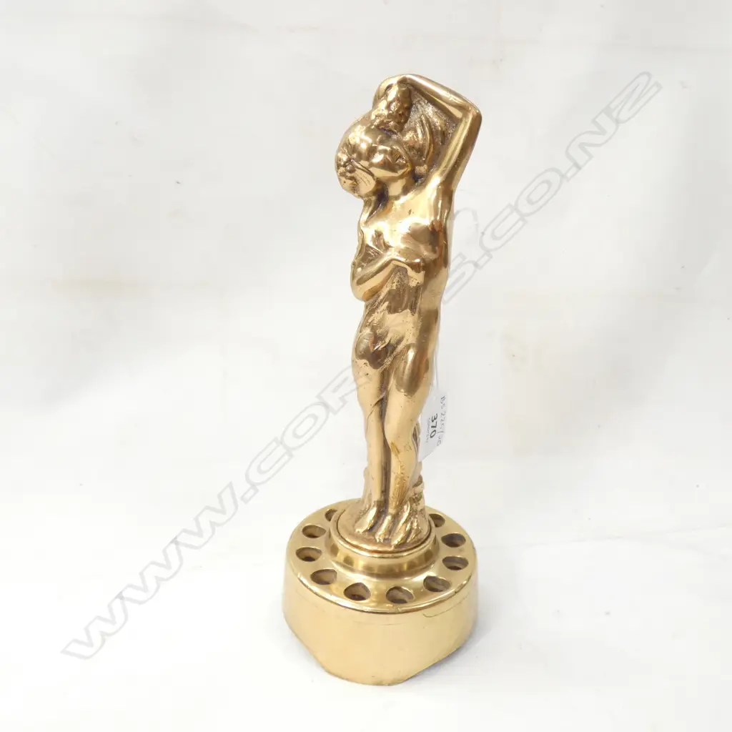 HEAVY BRASS DECO STYLE LADY FIGURE ON FLOWER FROG H.260mm Image 1++