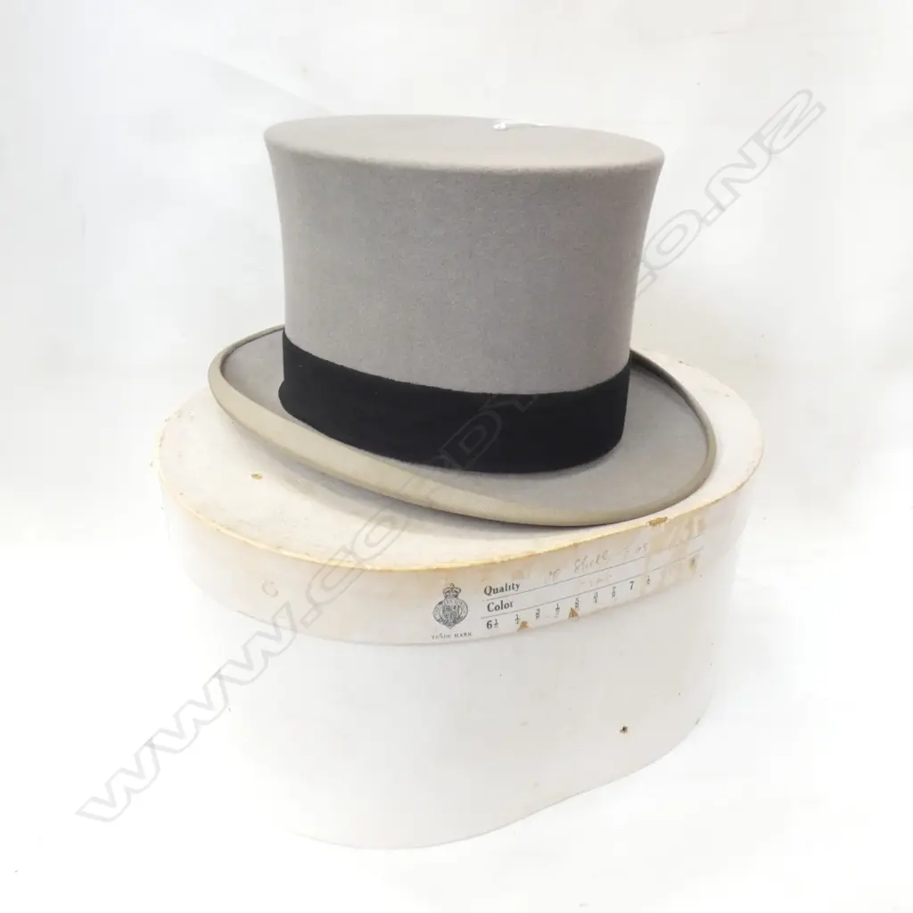 CHRISTYS GREY FELT TOP HAT H.140mm IN BOX Image 1++