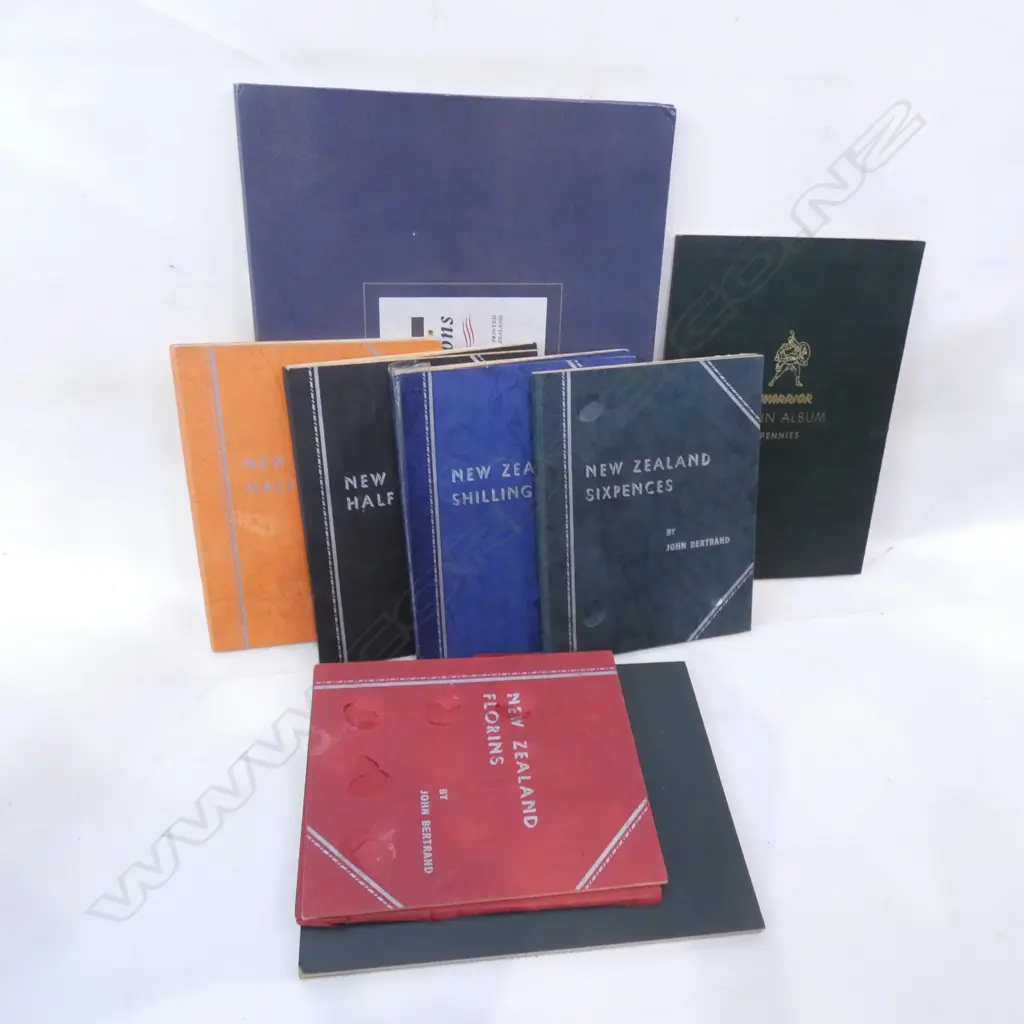'FINAL IMPRESSIONS' NZ $1 & $2 BANK NOTES IN PRESENTATION BOX + COLLECTION NZ COIN ALBUMS Image 1++