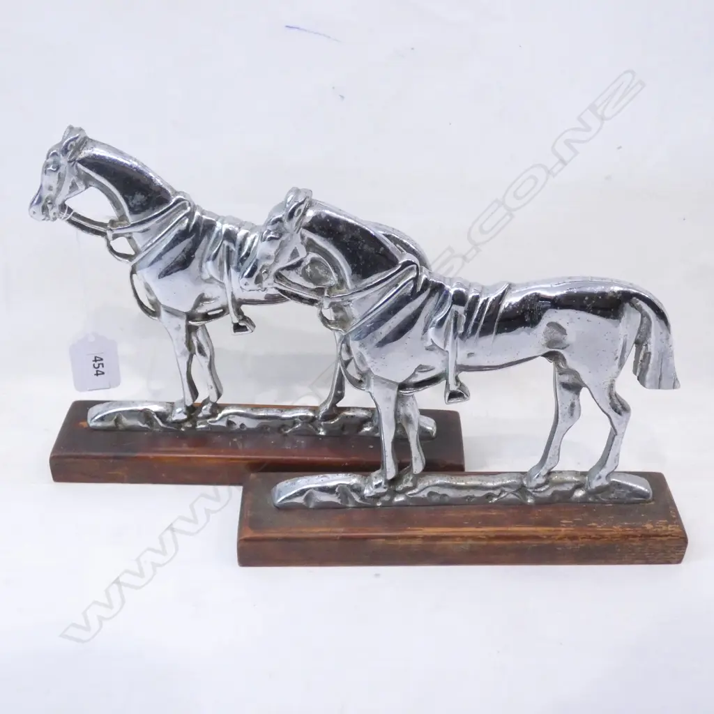 VINTAGE CHROME HORSE BOOKENDS L 220MM Image 1++
