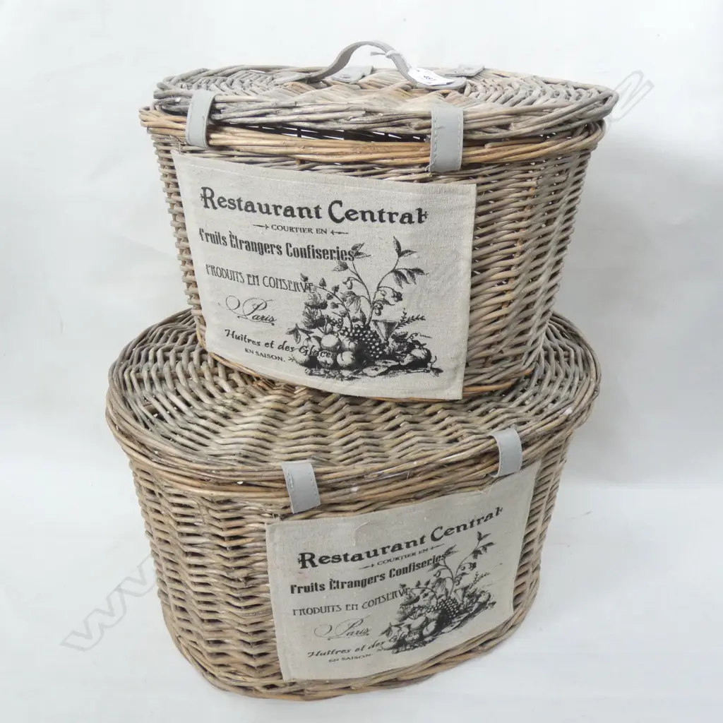 2 WOVEN CANE BASKETS W.440mm Image 1++
