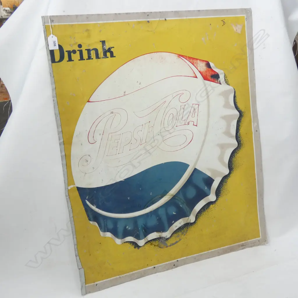 'DRINK PEPSI-COLA' VINTAGE TIN SIGN 760x625mm Image 1++