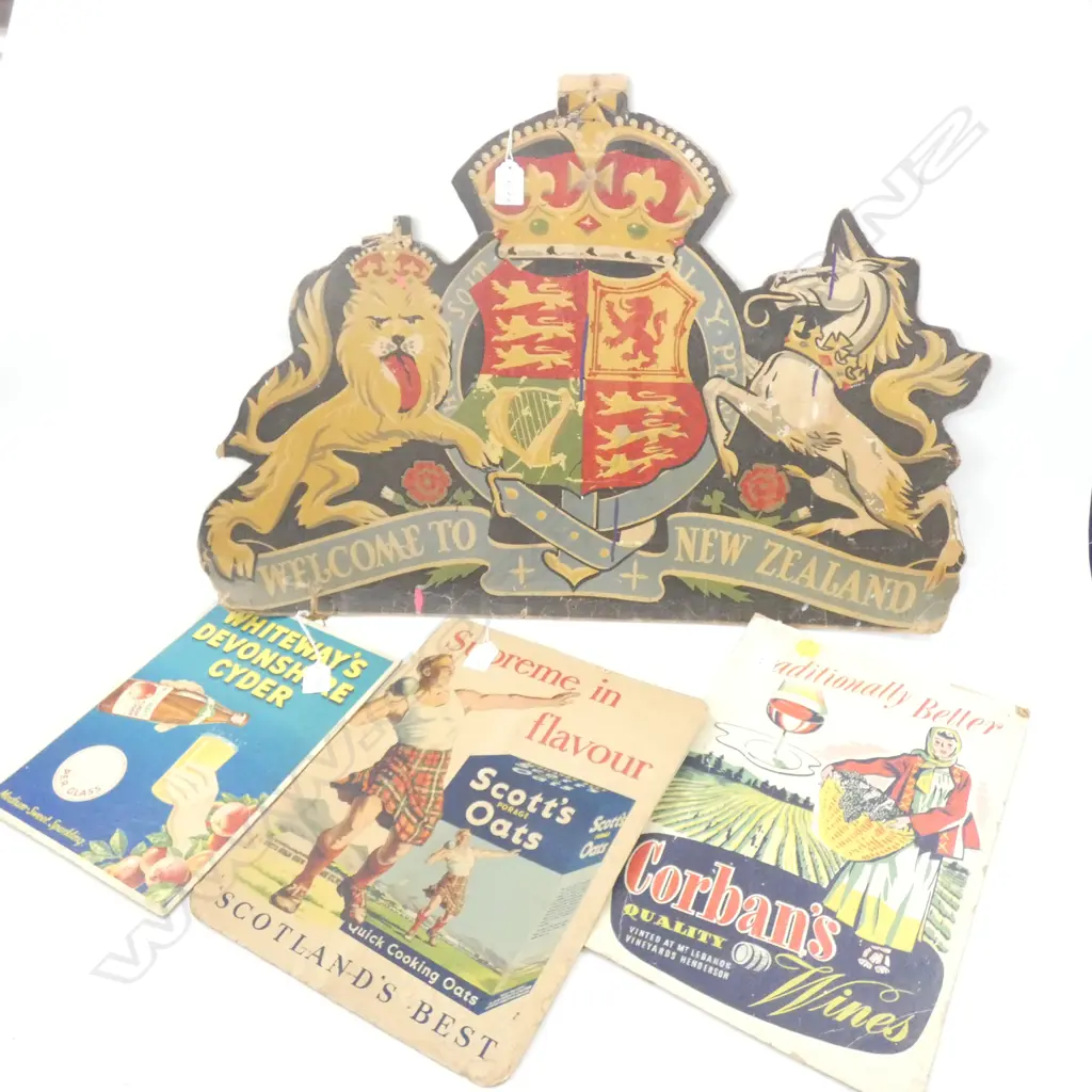 4 VINTAGE CARDBOARD ADVERTISING POSTERS... Image 1++
