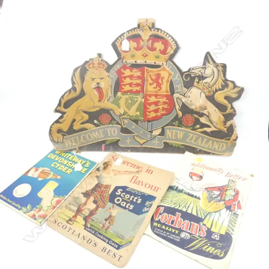 4 VINTAGE CARDBOARD ADVERTISING POSTERS...