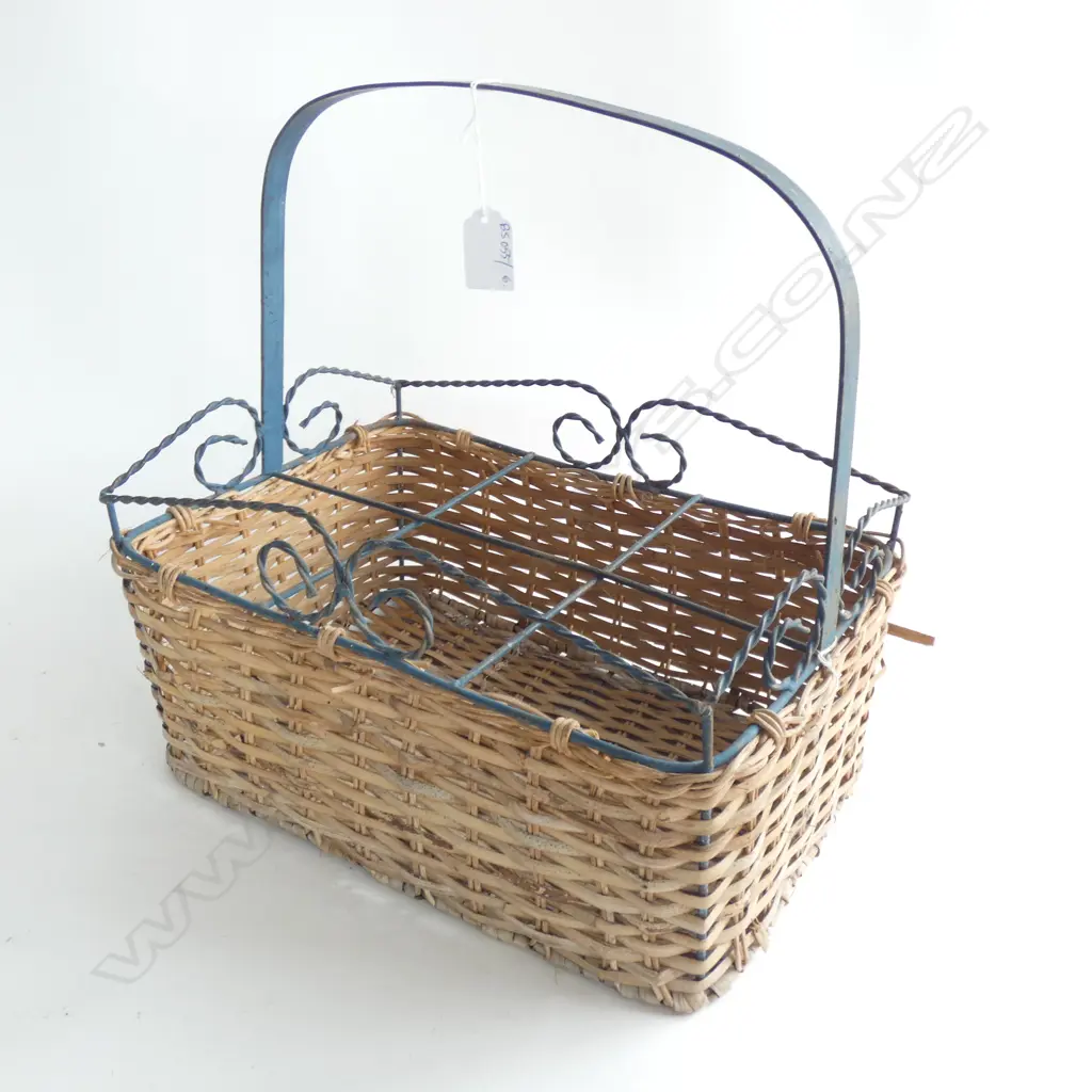 METAL & WOVEN CANE BASKET W.330mm Image 1++