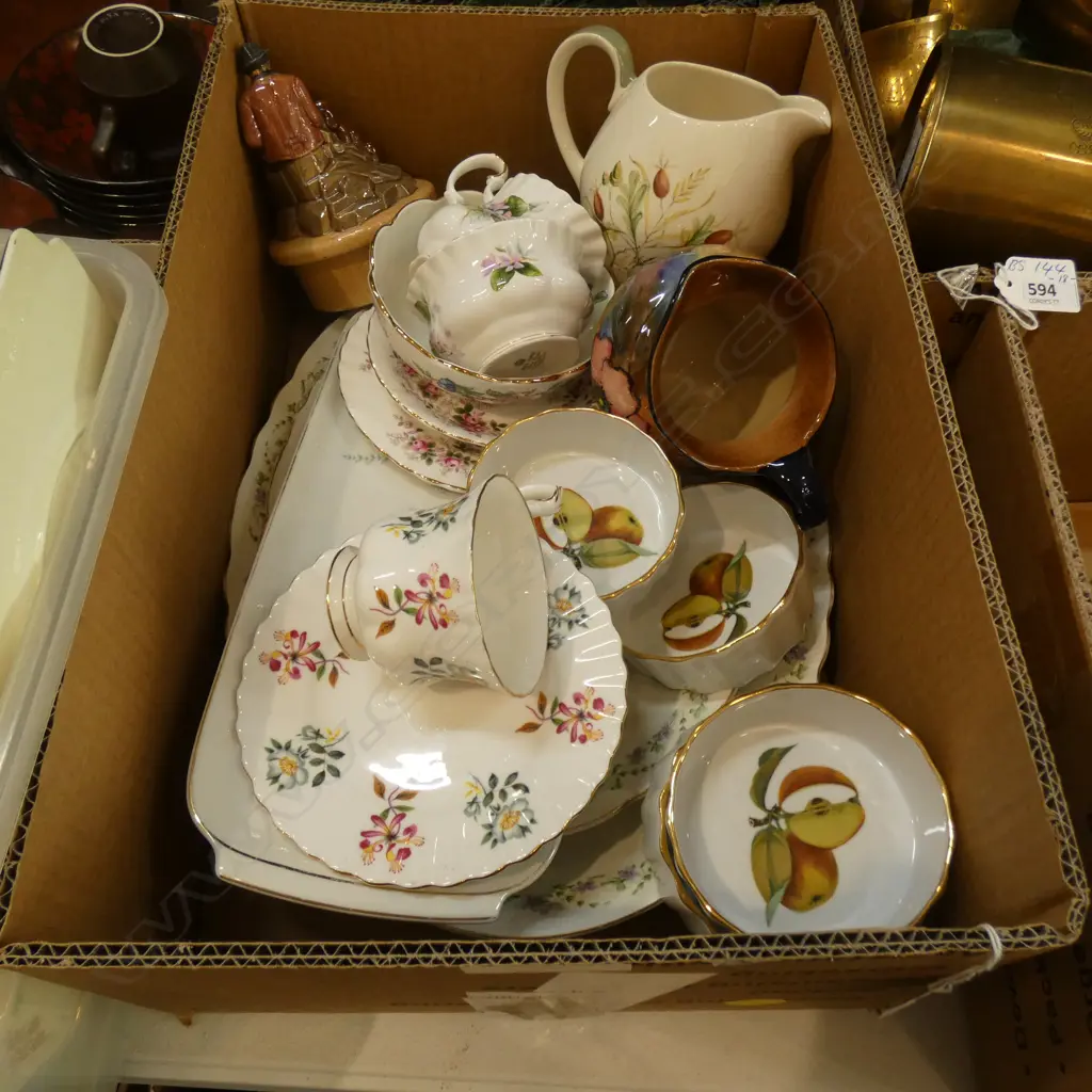 BOX LOT ASST CHINA INCL. ROYAL ALBERT / H&K TUNSTALL/ ROYAL WORCESTER Image 1++