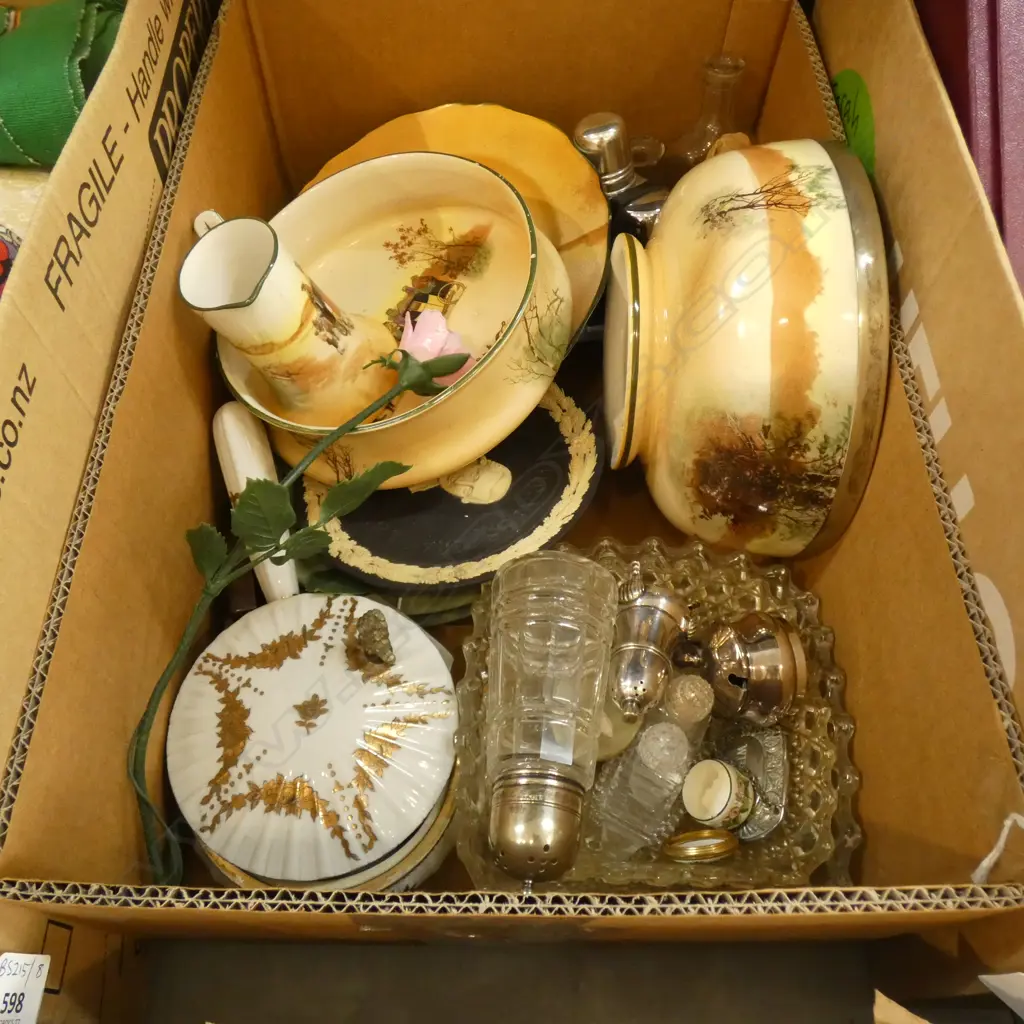 BOX LOT ASST; LOTS WEDGWOOD JASPERWARE / RD COACHING DAYS ETC. Image 1++
