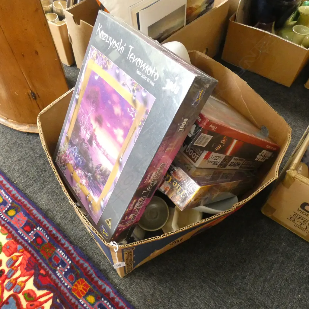 BOX LOT GAMES, CERAMICS, ETC Image 1++