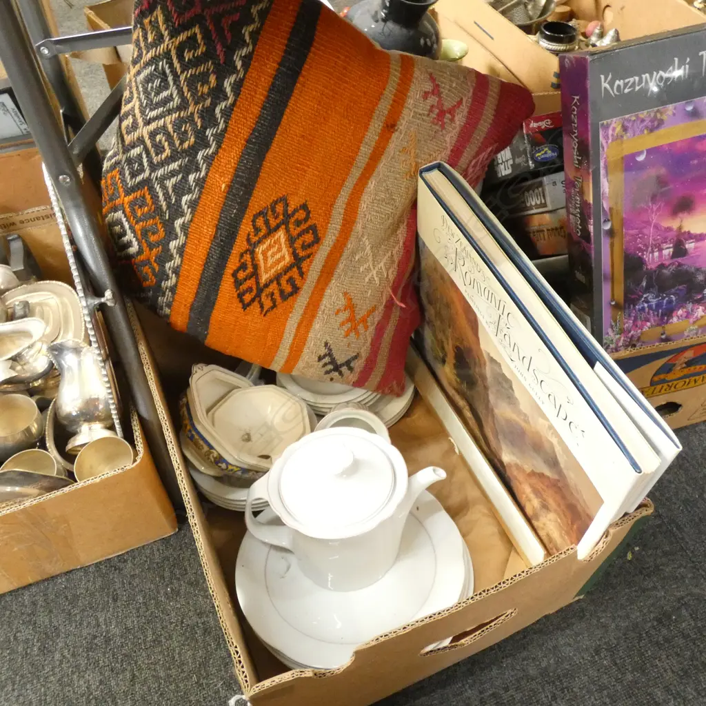BOX LOT ARZBERG PART DINNER SERVICE ETC + TURKISH CUSHION + NZ ART BOOK Image 1++