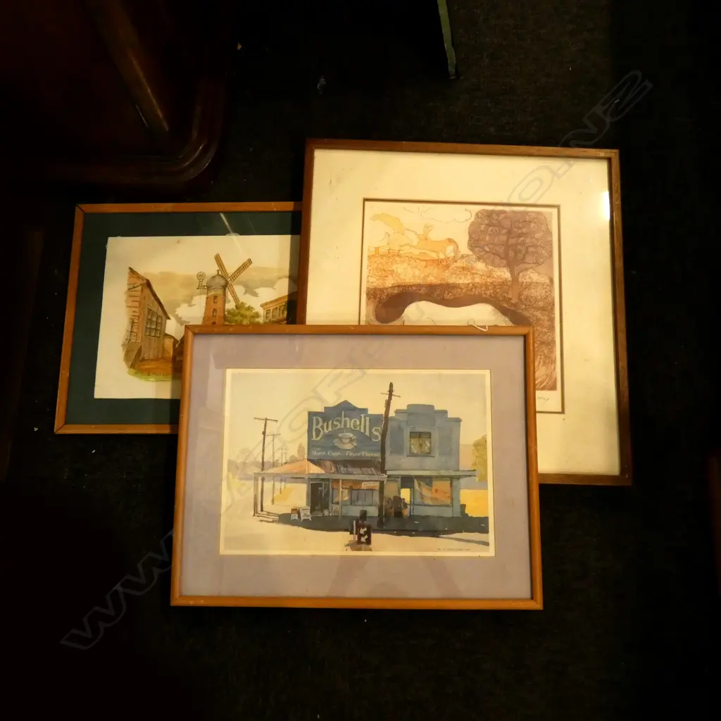 3 ARTWORKS; WINDMILL / BUSHELLS STORE PRINTS BOTH AF & HILARY CLEARY 'DOWN ON THE FARM' ARTISTS PROOF 320 X 230MM Image 1++