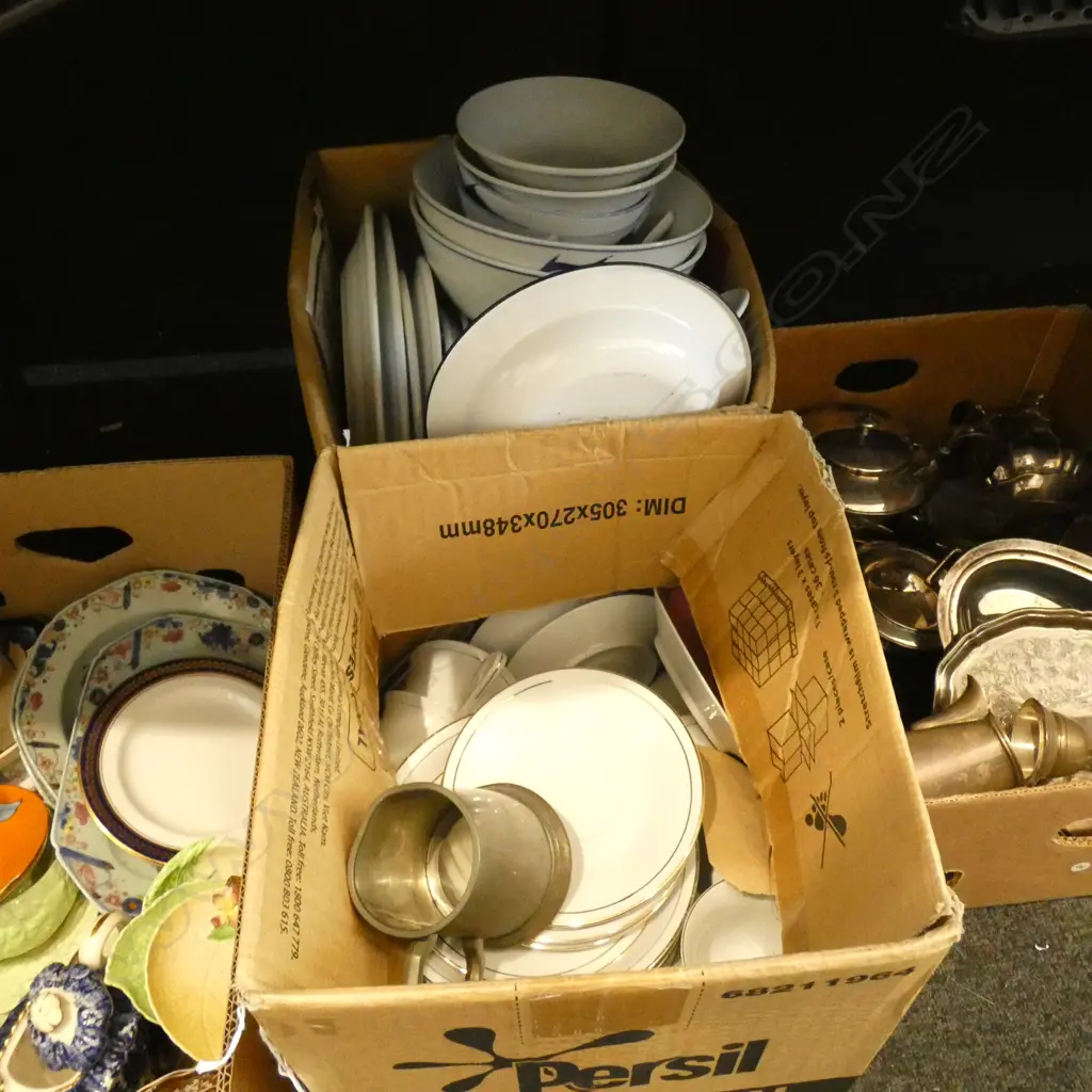 2 BOXES WHITE DINNER WARE CHINA SOME ORIENTAL Image 1++