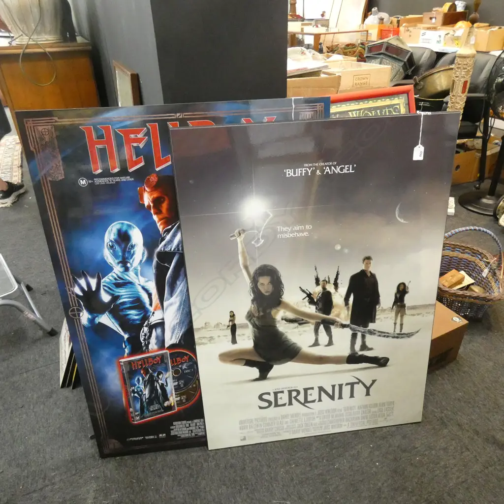 PR LG MOUNTED MOVIE ADVERTISING POSTERS; HELLBOY & SERENITY 685 X 995MM Image 1++