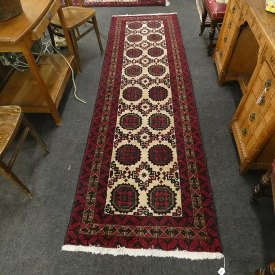HAND KNOTTED WOOL PILE RUNNER...