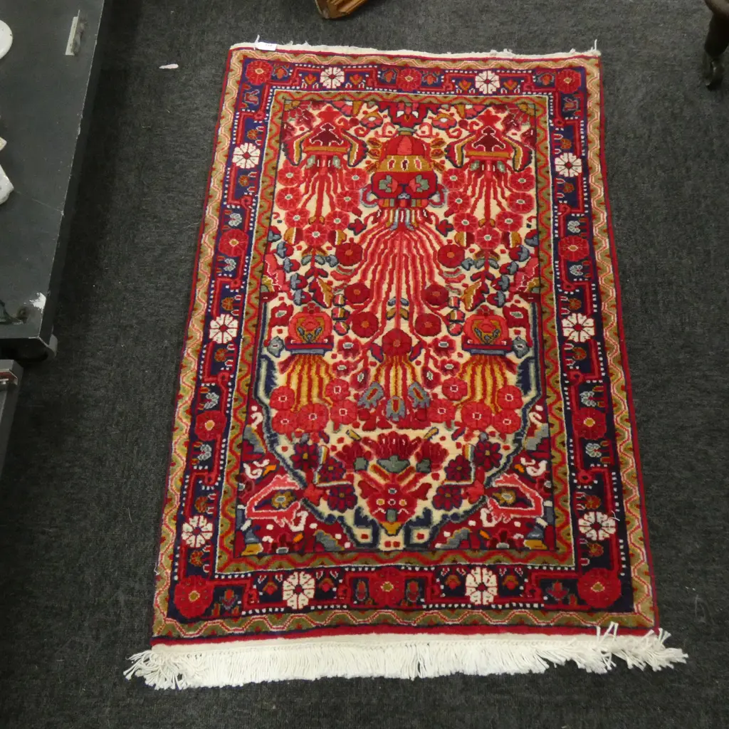 #103G PERSIAN MALAYER HAND KNOTTED RUG 97 X 65 CM Image 1++
