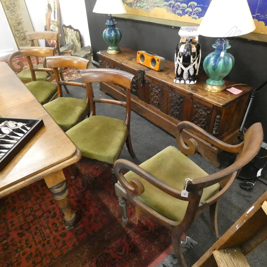 6 WILLIAM IV DINING CHAIRS; 2 CARVERS Image 1++