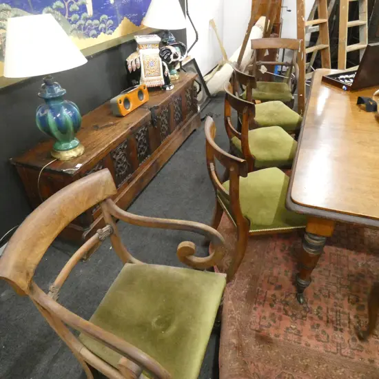 6 WILLIAM IV DINING CHAIRS; 2 CARVERS