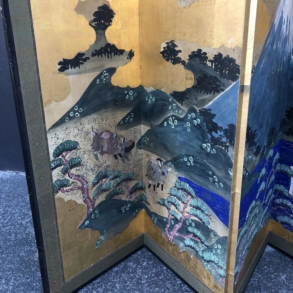 SM 6 PANEL JAPANESE SCREEN - MT FUJI ON GOLD LEAF H. 1170MM Image 1++