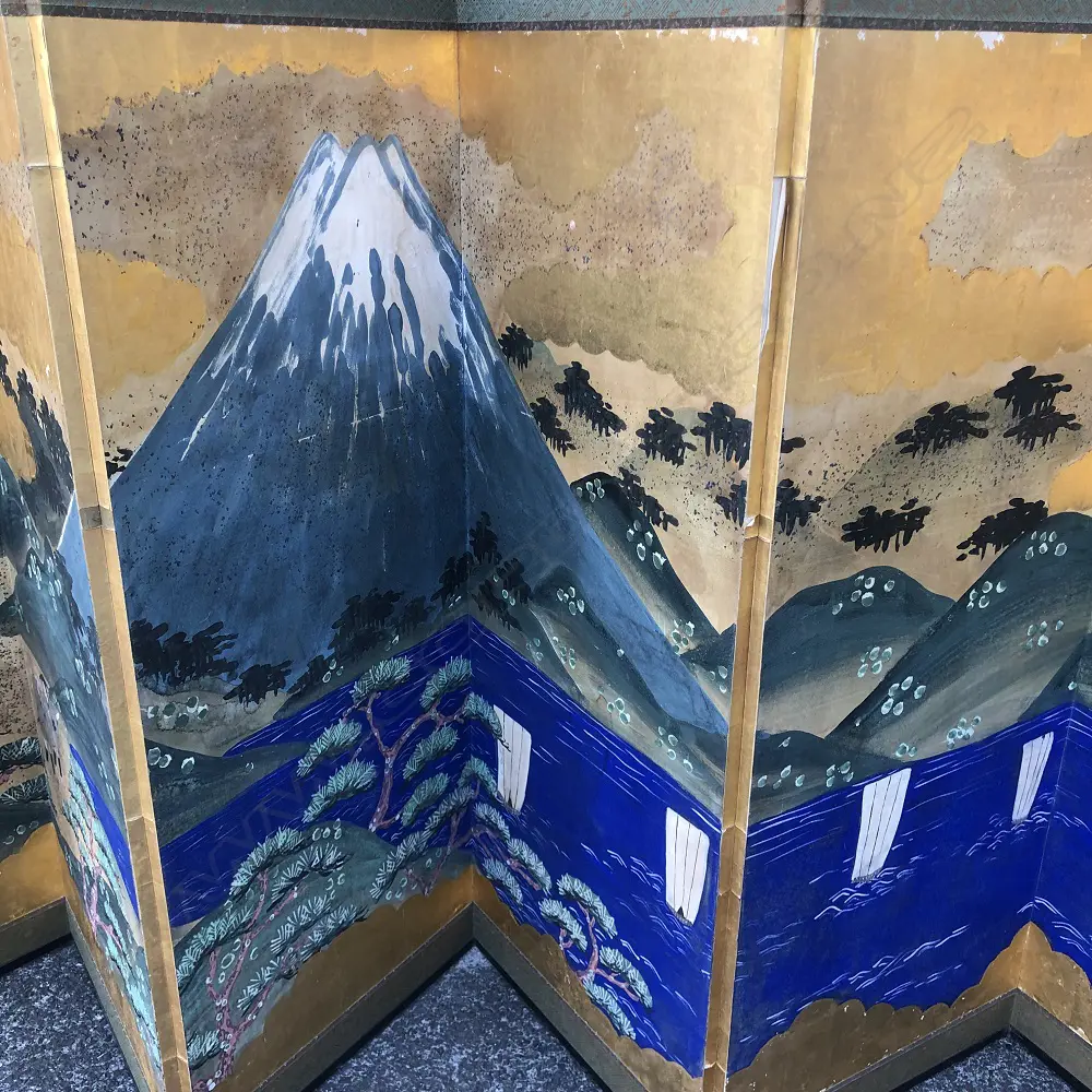 SM 6 PANEL JAPANESE SCREEN - MT FUJI ON GOLD LEAF H. 1170MM Image 1++