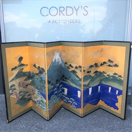 SM 6 PANEL JAPANESE SCREEN - MT FUJI ON GOLD LEAF H. 1170MM