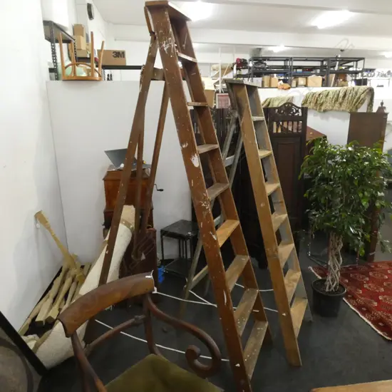 2 RUSTIC WOODEN LADDERS H.2320mm