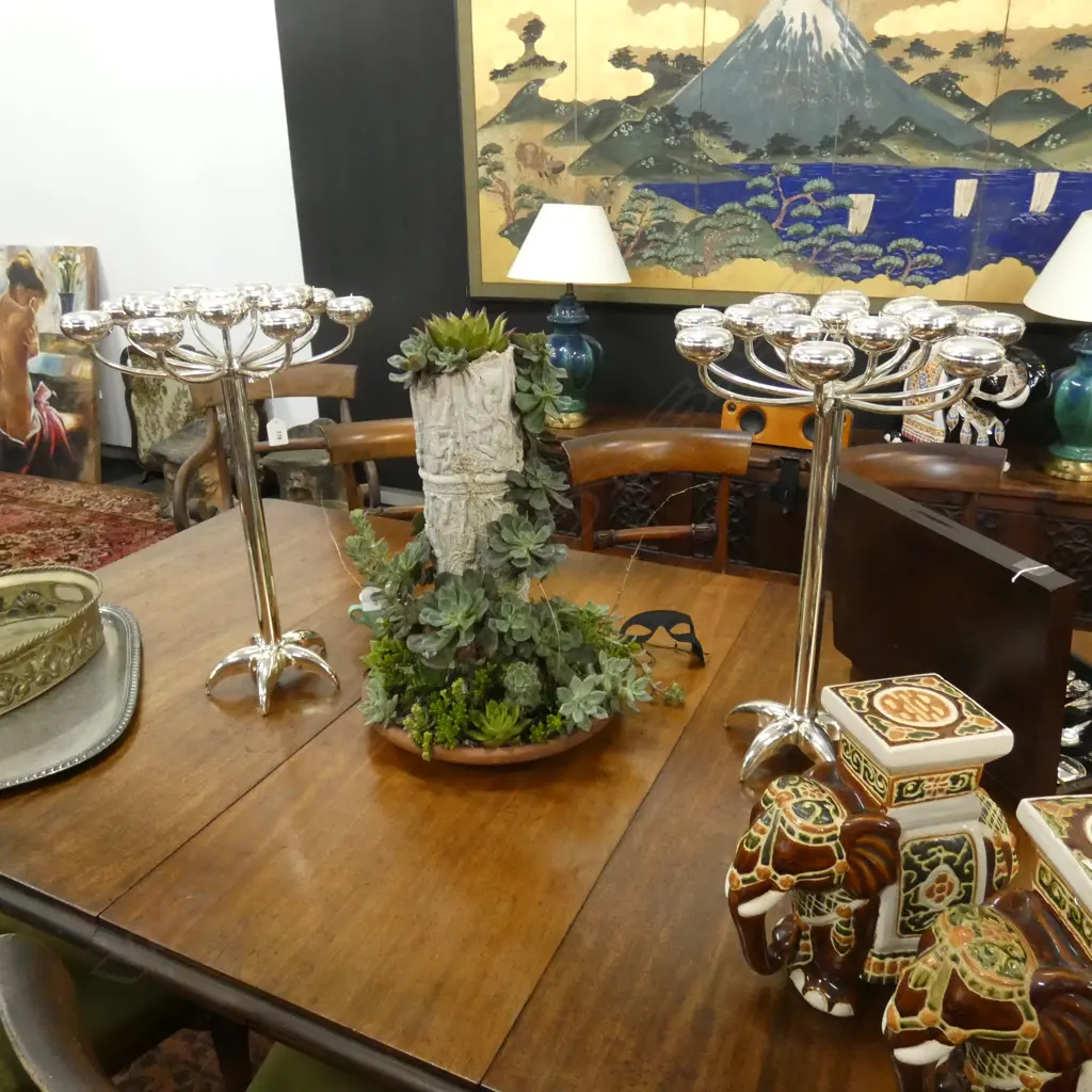PR OF METAL 15 BRANCH CANDLE STICKS H 590 MM Image 1++