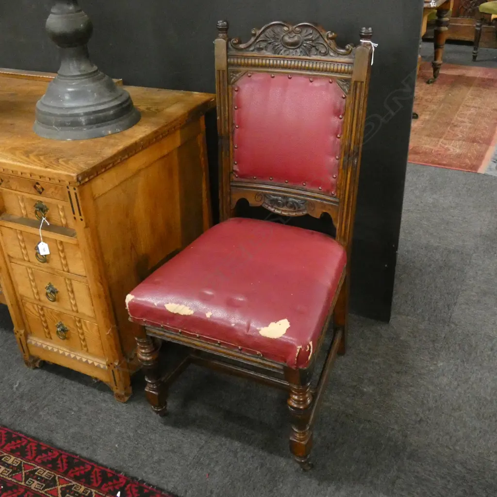 NINE OLD RED LEATHER CHAIRS Image 1++