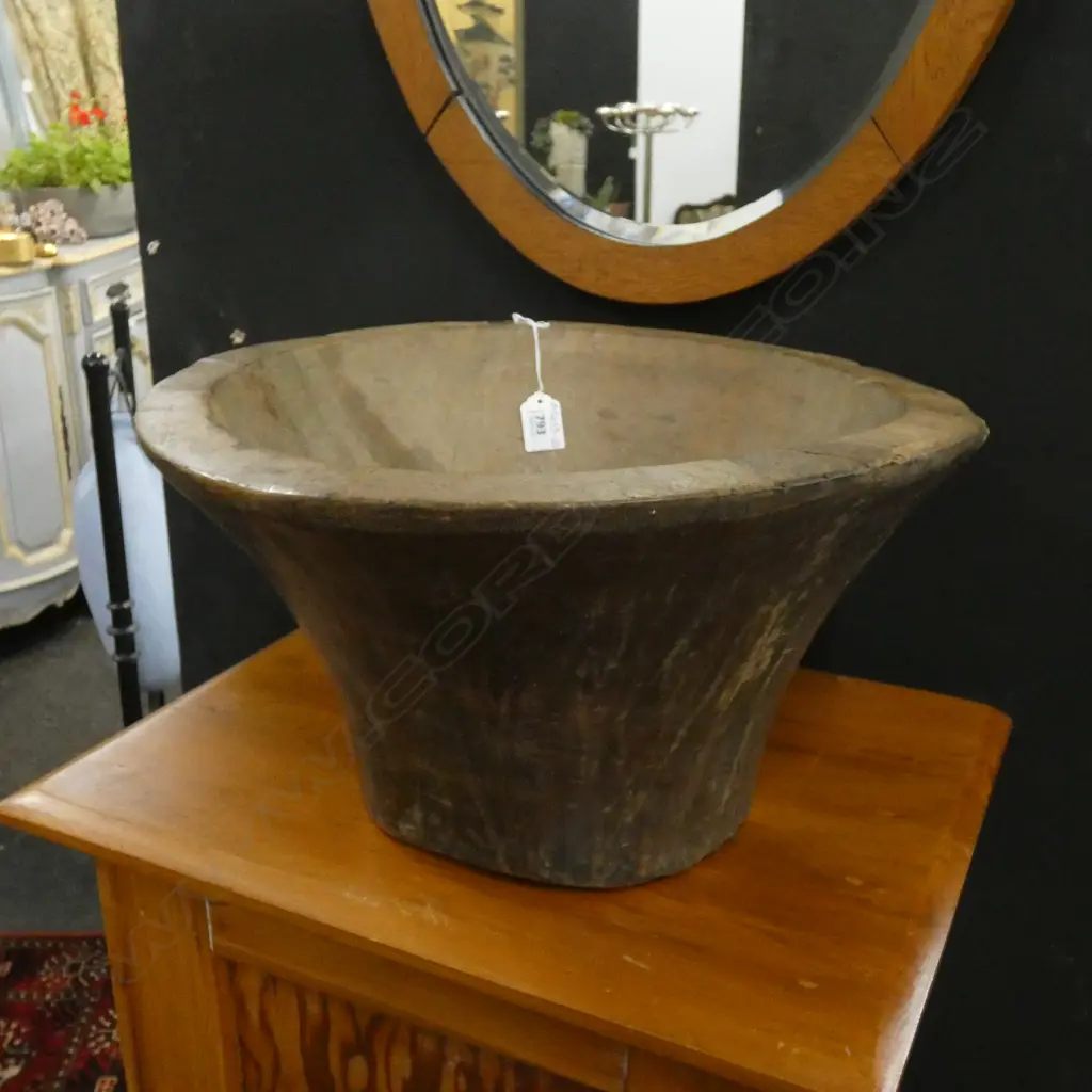 LG  WOODEN TRUNK CARVED BOWL DIA 400 H. 235MM Image 1++