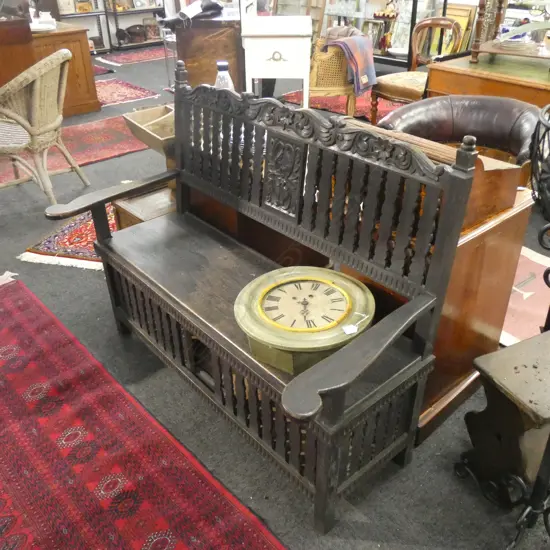 CARVED WOODEN BENCH L.1280mm