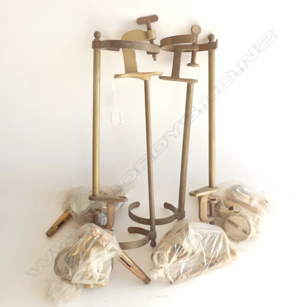 4 OLD BRASS LIQUOR DISPENSERS WITH FITTINGS Image 1++