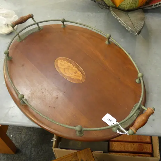 MAHOGANY TRAY w. INLAY L.540mm