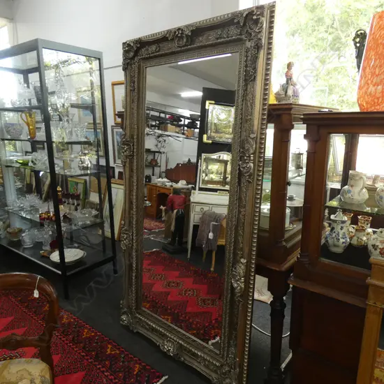 VERY LARGE ORNATE SILVER FRAMED MIRROR 2160x1150mm