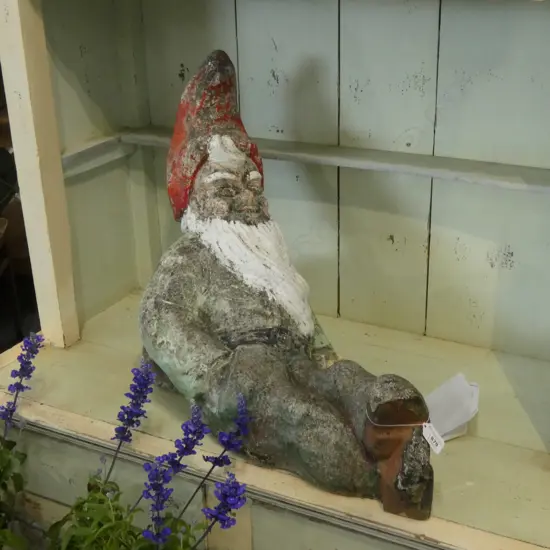 LG VINTAGE PAINTED CONCRETE RECLINING GNOME L 620MM