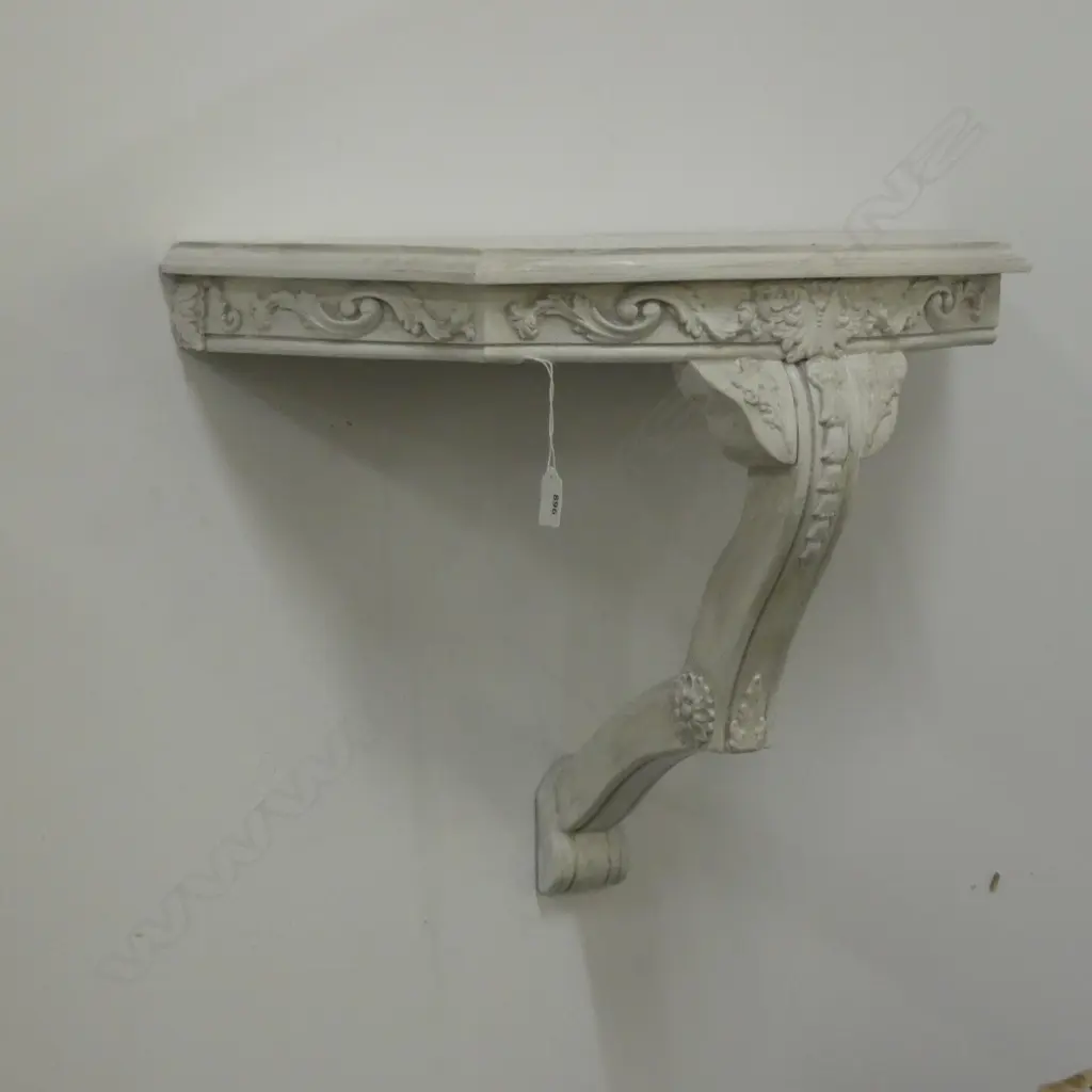 WHITE PAINTED DEMI-LUNE WALL MOUNTED SIDE TABLE D 590 MM Image 1++