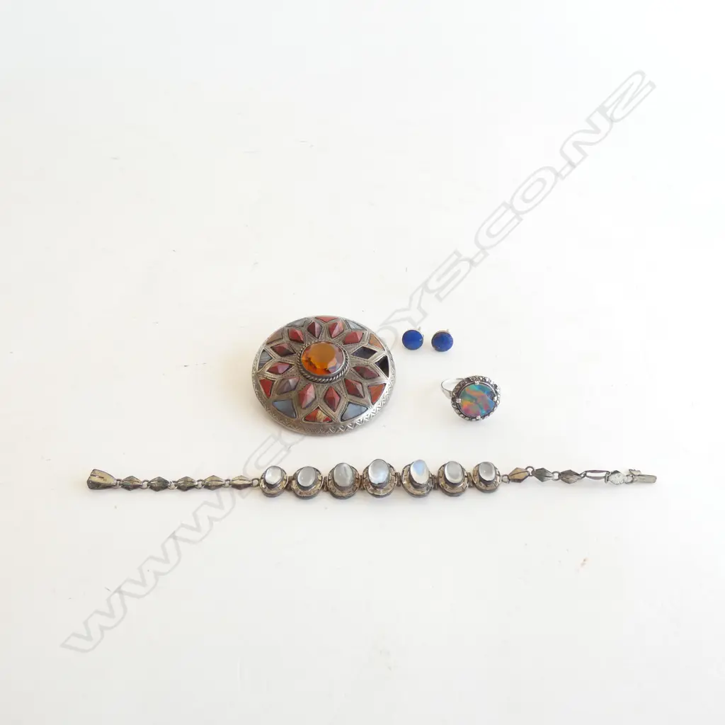 SILVER SCOTTISH BROOCH + MOONSTONE BRACELET .... Image 1++