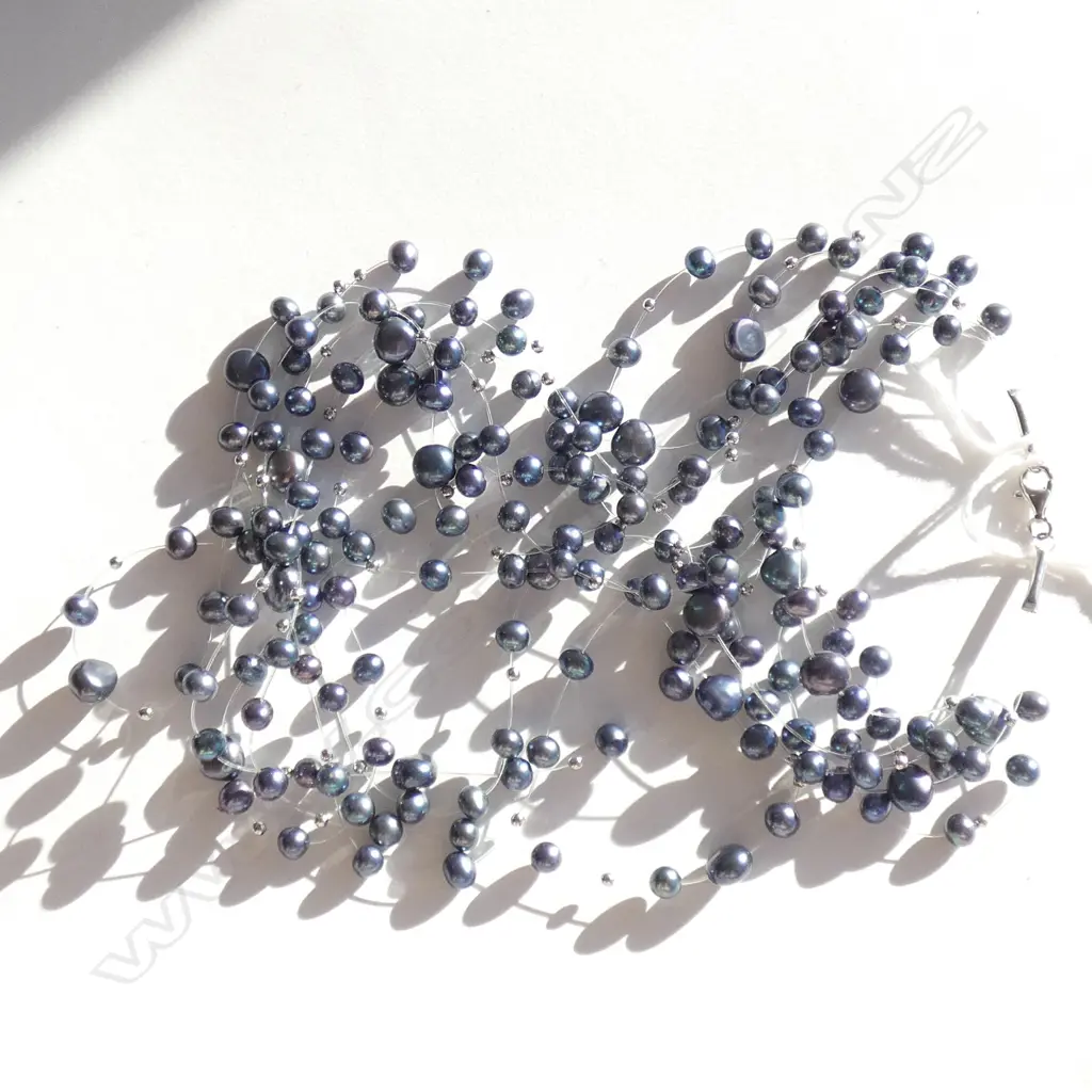 MULTI WIRE BLACK PEARL NECKLACE Image 1++