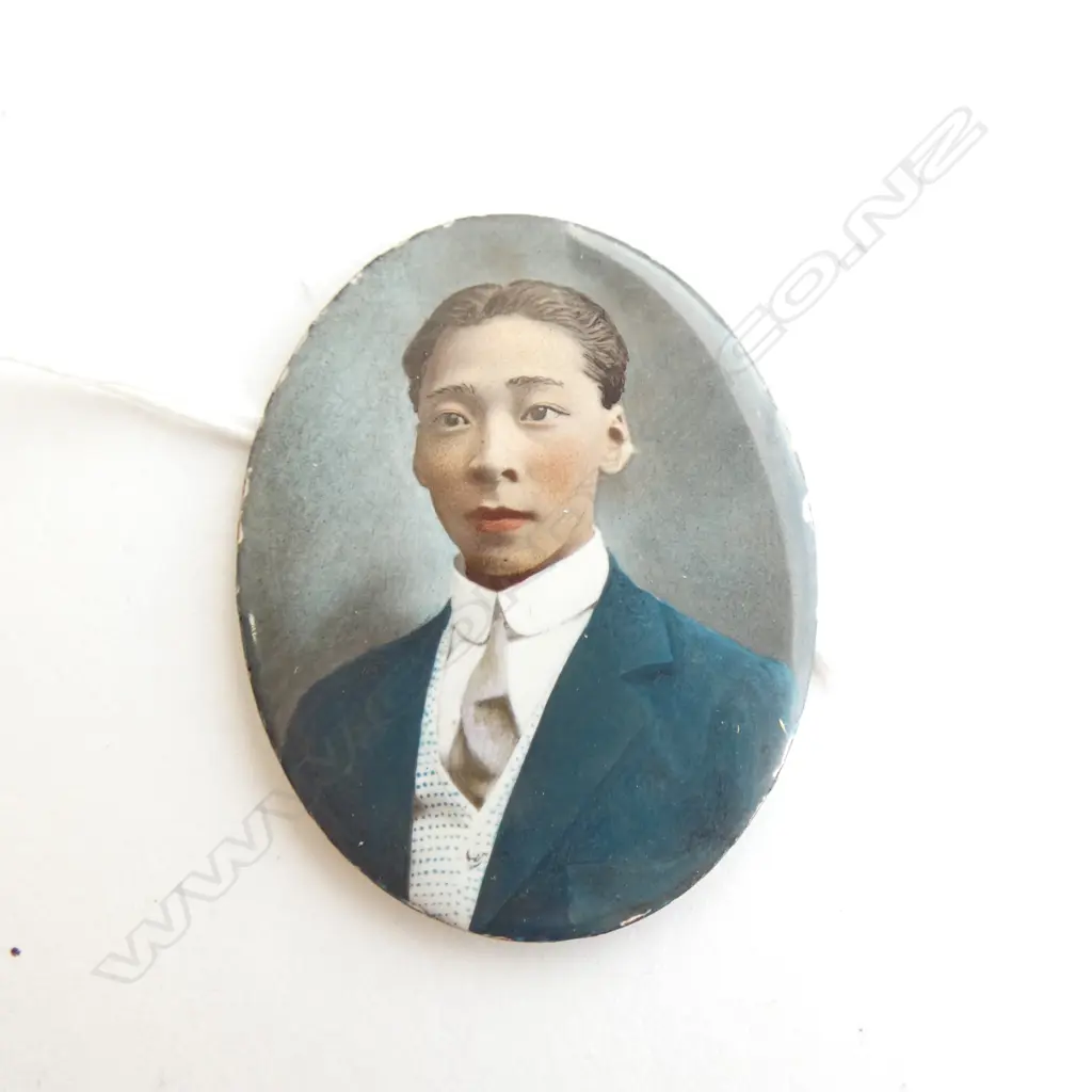 C1900 ENAMELLED PHOTO JAPANESE PORTRAIT PANEL Image 1++