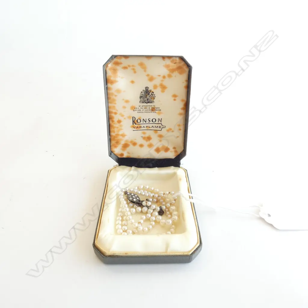 VINTAGE GRADUATED CULTURED PEARL NECKLACE A.F Image 1++