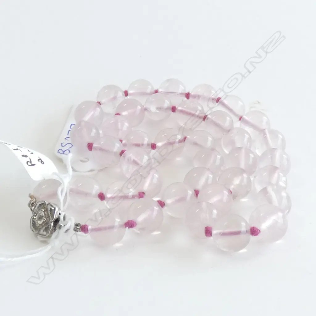 ROSE QUARTZ BEADED SINGLE STRAND NECKLACE  Image 1++