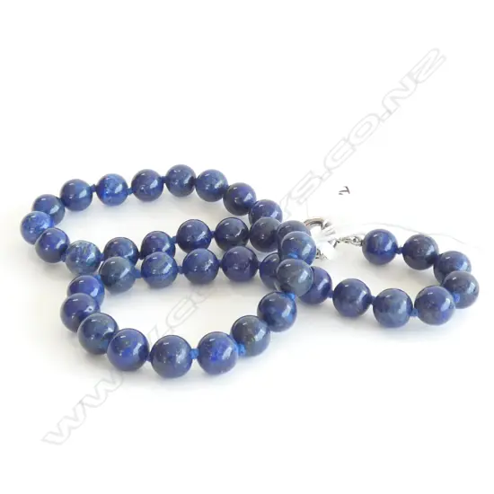 BLUE LAPIS SINGLE STRAND BEADED NECKLACE
