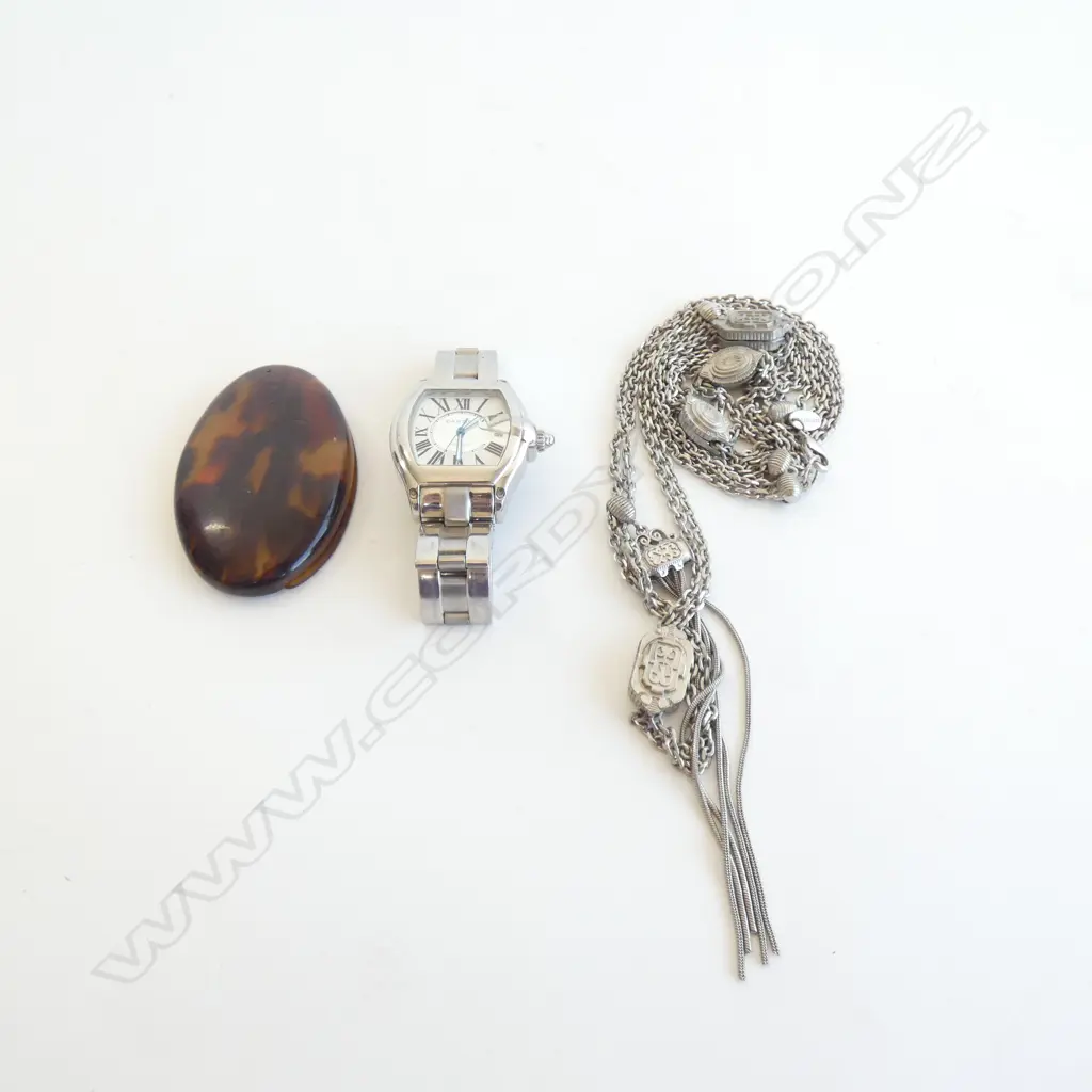 'CARTIER' BRANDED FASHION WATCH + MIRROR AND NECKLACE Image 1++