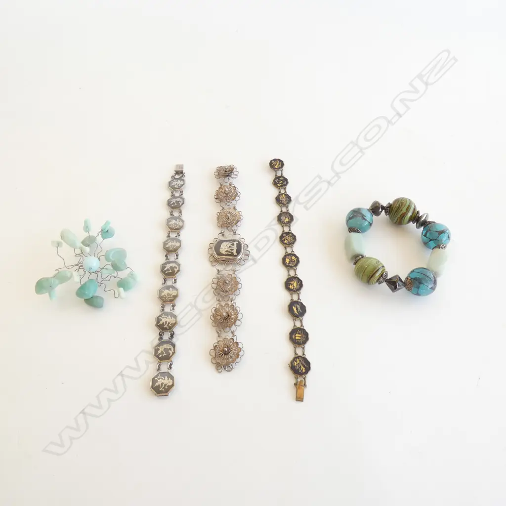 2 ORIENTAL SILVER BRACELETS ETC Image 1++