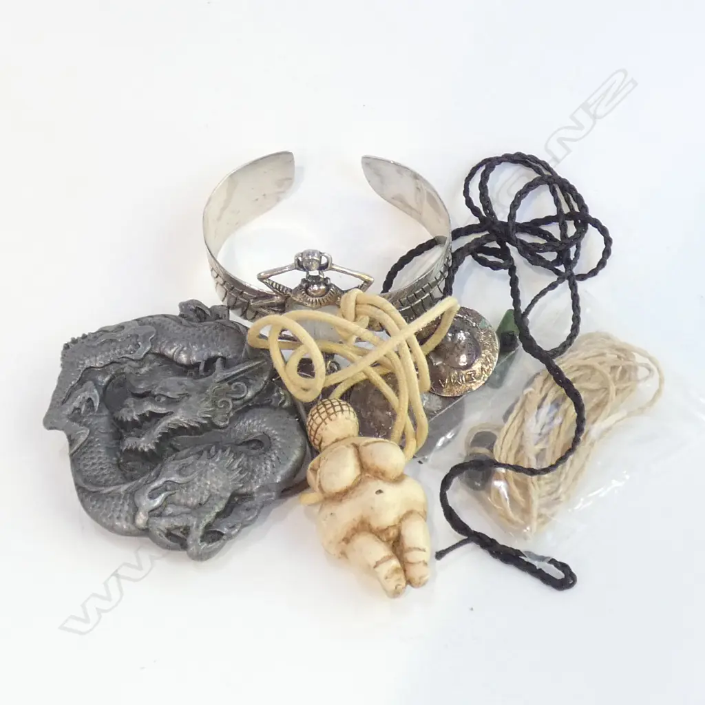 EGYPTIAN SILVER BANGLE, PR COIN EARRINGS, ETC Image 1++
