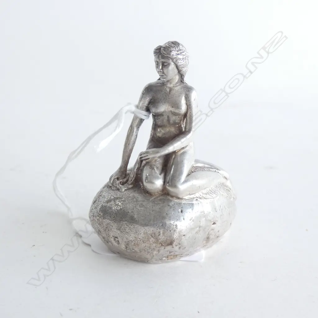 925 STG SILVER COPENHAGEN MERMAID ON ROCK 116 GRAMS Image 1++
