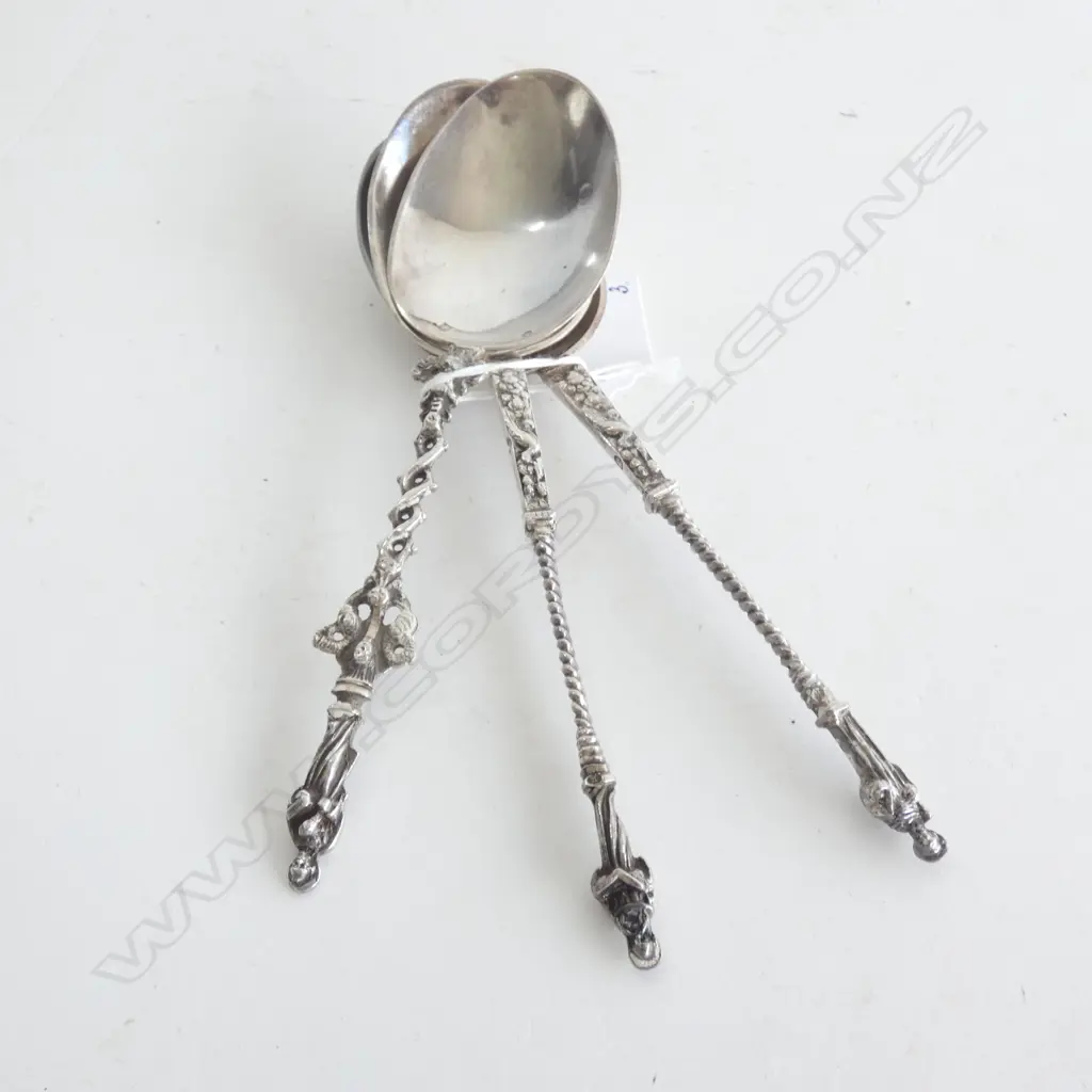 3 STG SILVER APOSTLE SPOONS LONDON 1899 186 GRAMS Image 1++