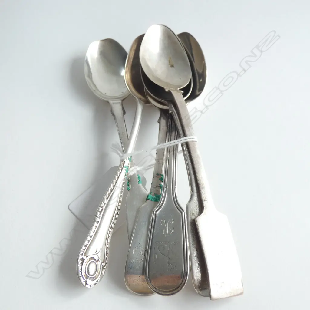 (19768) SIX ASST STG SILVER TEASPOONS TOTAL WEIGHT 114GMS Image 1++