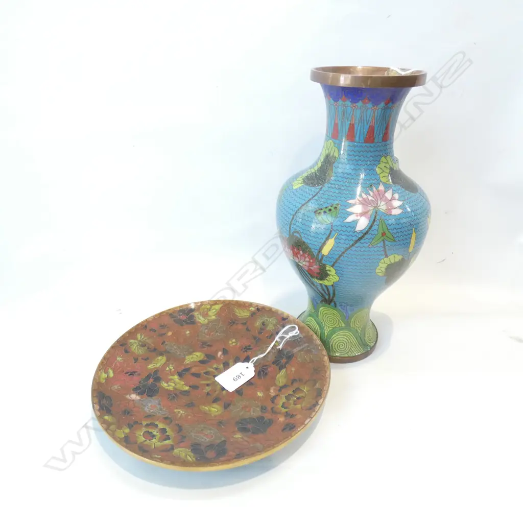 CLOISSONE VASE A/F + PLATE H 260 MM Image 1++