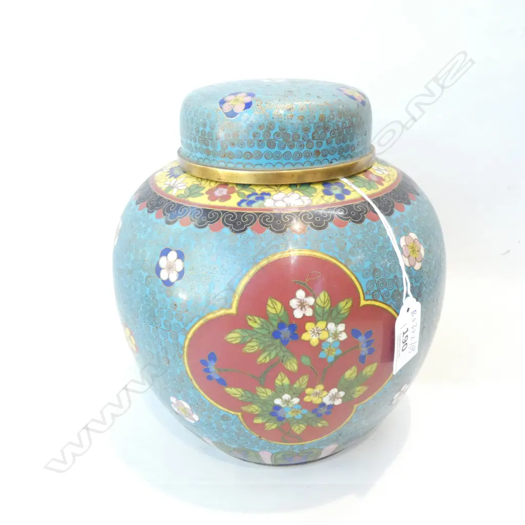 LARGE LIDDED CLOISSONNE GINGER JAR H 210 MM Image 1++