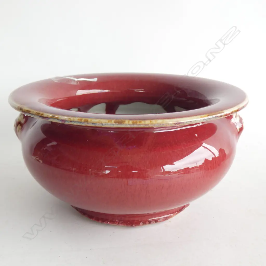 CHINESE OX BLOOD INCENSE BURNER - 210MM Image 1++